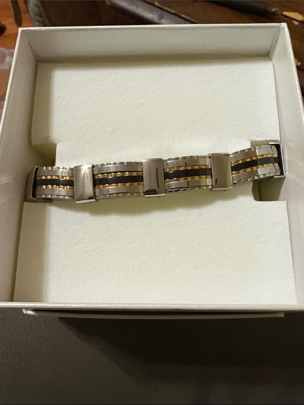Two-Tone Stainless Steel Men's Bracelet - Silver & Gold